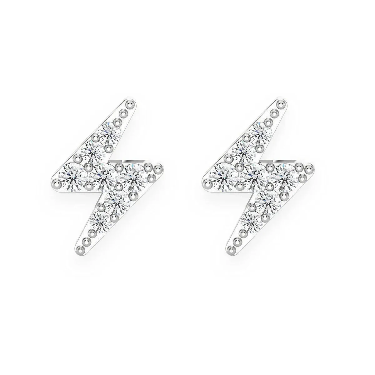 For Him Lightning Diamond Studs in Mini / White Gold / Natural Diamond – Earring