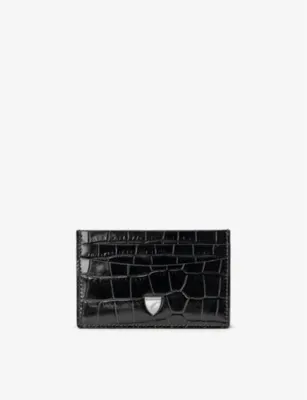 ASPINAL OF LONDON Slim crocodile-embossed leather credit card case