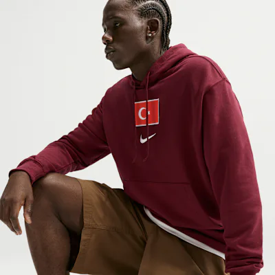 Nike Turkey 2026 Fleece Men's Nike Pullover Club Hoodie - Team Red/White