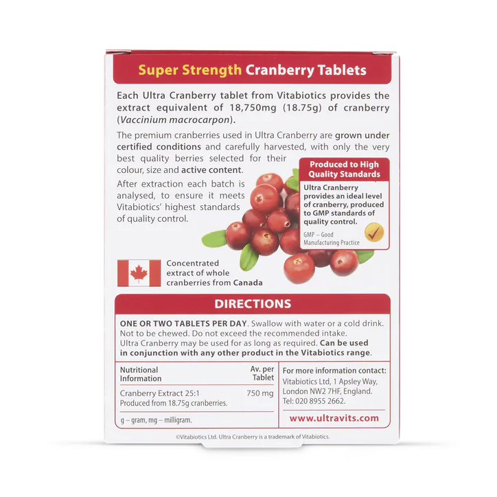 Vitabiotics Ultra Cranberry 750mg 30 Tablets, additional product view 2