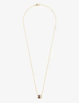 BOUCHERON Quatre Classique PVD-coated 18ct yellow, white and pink-gold and 0.17ct brilliant-cut diamond pendant necklace detail 3