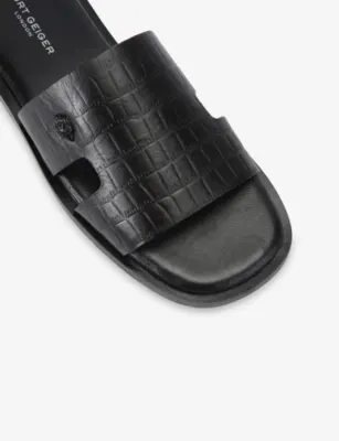 KURT GEIGER LONDON Bond Flat Leather Slides - EUR 46 / 12 UK MEN in BLK/OTHER, additional product view 3