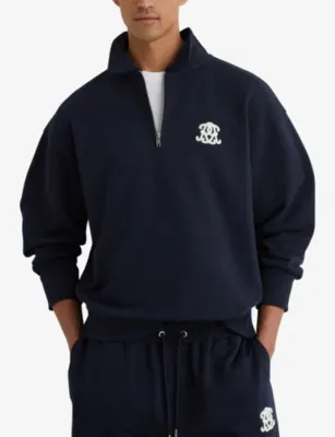 REISS Avi Half-Zip Cotton-Jersey Sweatshirt detail 3