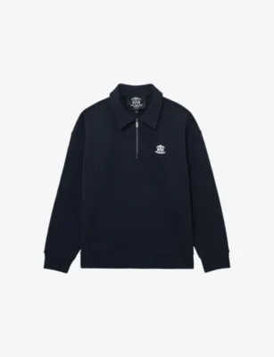 REISS Avi Half-Zip Cotton-Jersey Sweatshirt