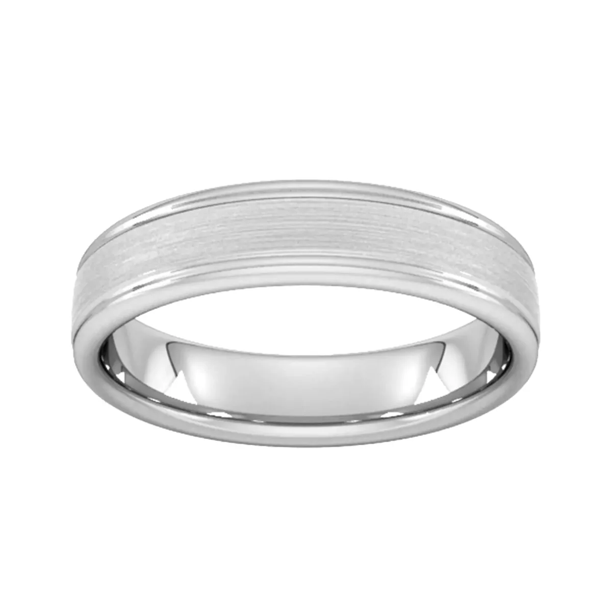 For Him 5mm Slight Court Extra Heavy Matt Centre With Grooves Wedding Ring In 18 Carat Yellow Gold