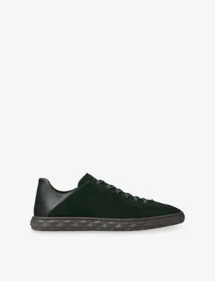 JIMMY CHOO Diamond Flex M Suede and Leather Trainers - 14 in V BRITISH GREEN – Mens | Trainers | Lace up trainers