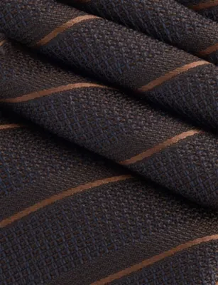 CORNELIANI Striped Silk Tie in BROWN, additional product view 2