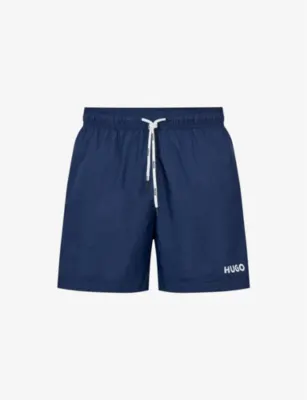 HUGO Logo-print swim shorts - DARK BLUE