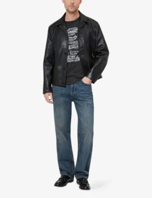 THE KOOPLES Collared Button-Down Leather Jacket detail 2