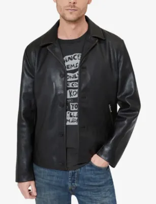THE KOOPLES Collared Button-Down Leather Jacket detail 3