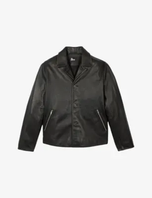 THE KOOPLES Collared Button-Down Leather Jacket