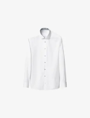 ETON Floral-Trim Slim-Fit Cotton Shirt - Light blue - 15.75 detail 2