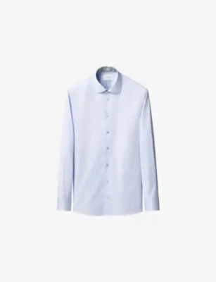 ETON Floral-Trim Slim-Fit Cotton Shirt - Light blue - 15.75