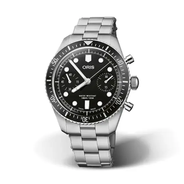 Oris Divers Sixty Five Chronograph 40mm Mens Watch Black Stainless Steel