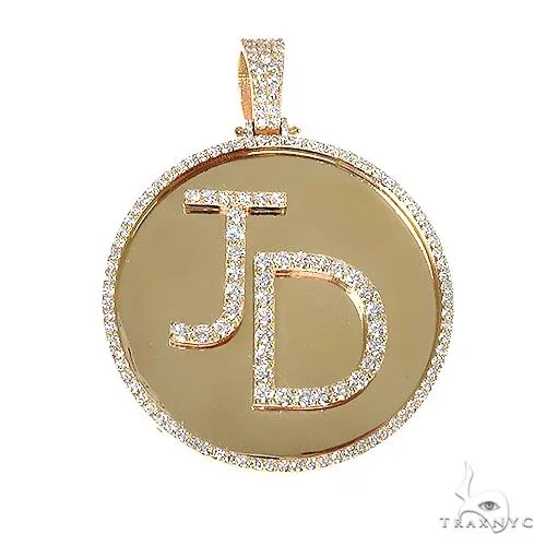 RINA - For Him CUSTOM Custom Made 'JD' Round Diamond Pendant 67097 in Rose Gold – Pendant