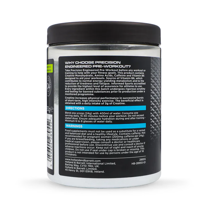 Precision Engineered Pre-Workout Blue Raspberry 480 g, additional product view 3