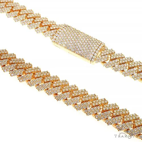 AHMED - MOON JEWELRY Prong Set Diamond Cuban Chain 66847 in Rose – Chain