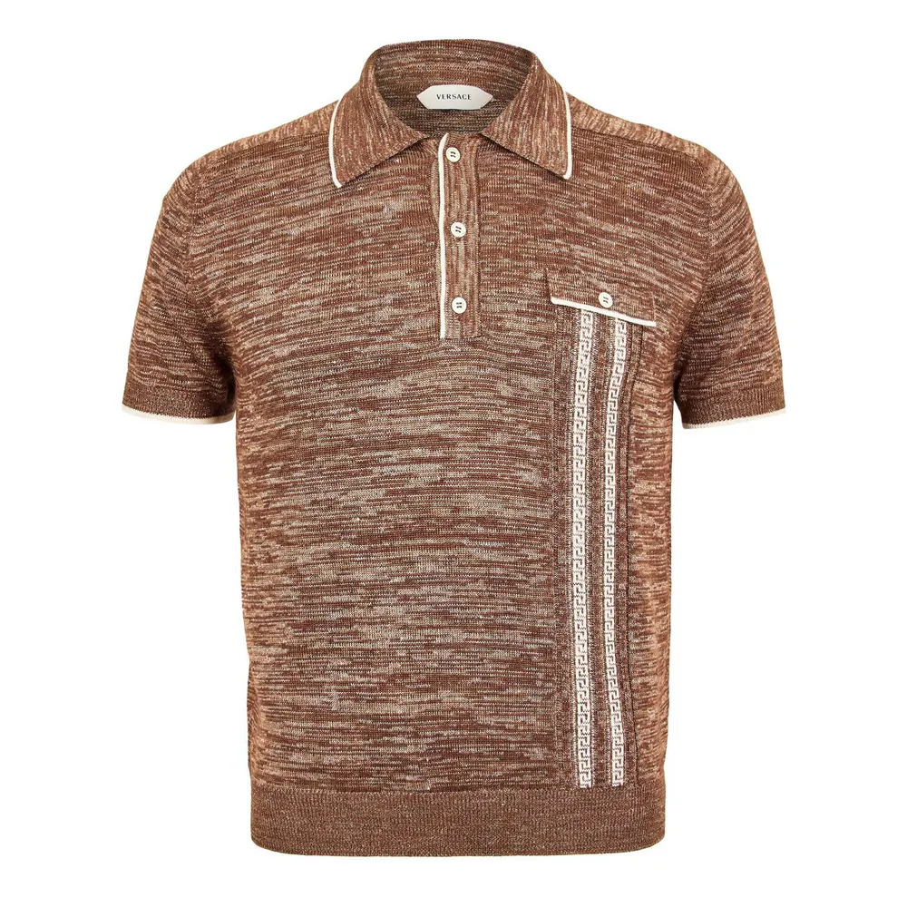 Versace Men's Knitted Short Sleeve Polo Shirt