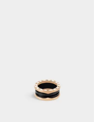 BVLGARI B.zero1 18ct rose-gold and ceramic ring - 56mm