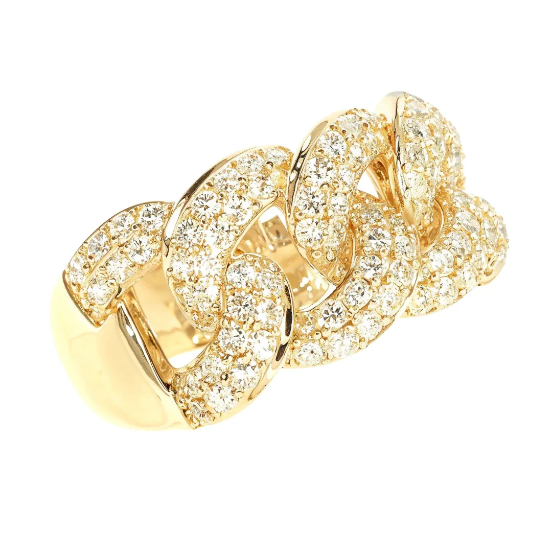 ANNA - CONSCIOUS DIAMONDS 14K Gold Miami Cuban Link Diamond Ring 65851 in White Gold / 10 – Ring