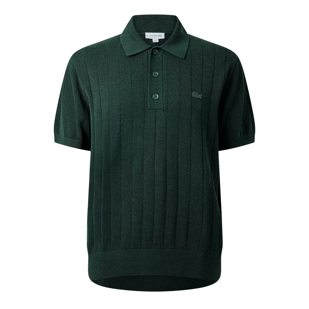 Lacoste Men's Ribbed Knit Short-Sleeve Polo Shirt