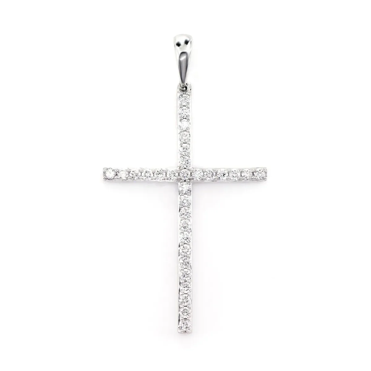 For Him Minimalist Long Diamond Cross Pendant 0.25ctw in White Gold / VS / Natural Diamond – Pendant