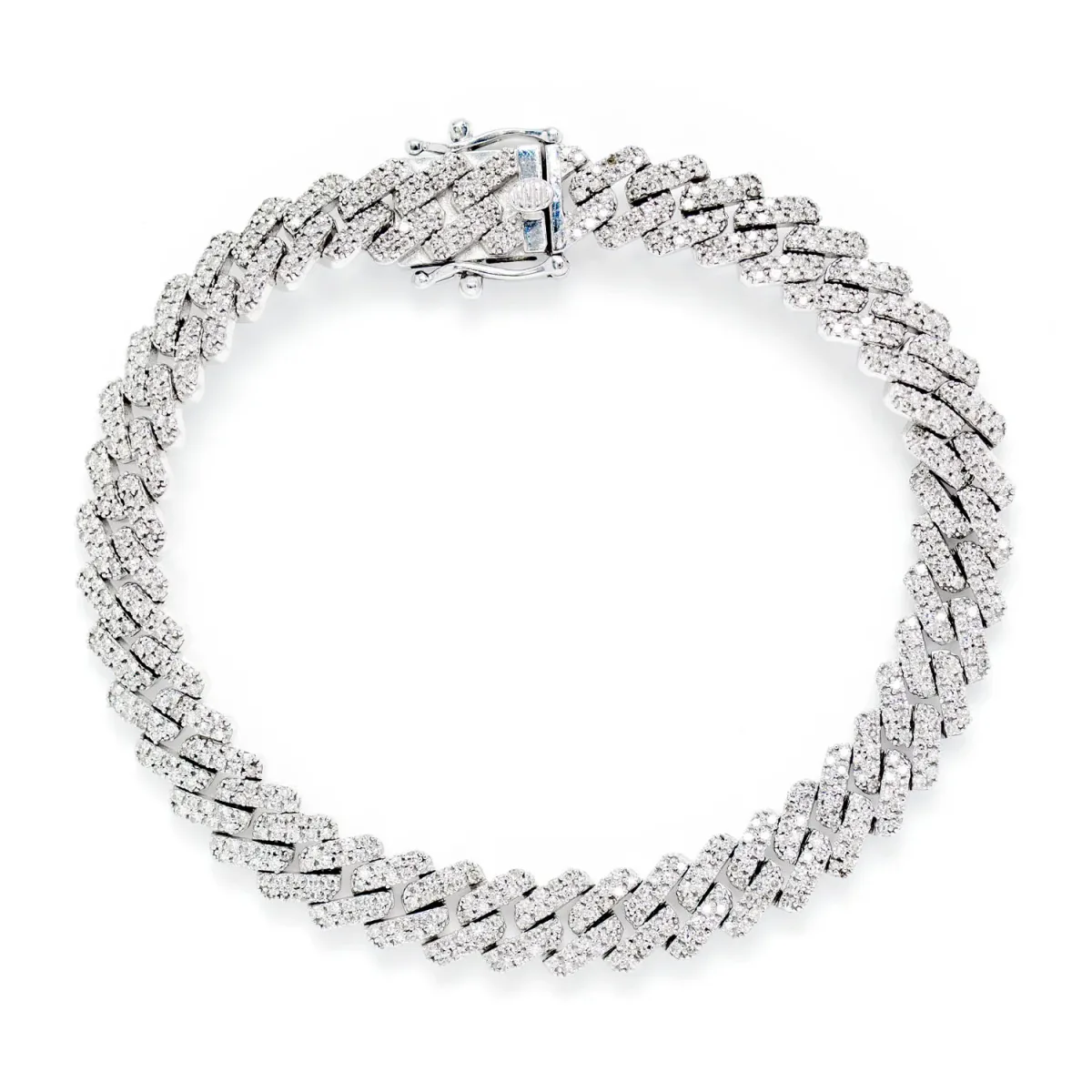For Him Sterling Silver 12.4mm Raised Miami Cuban Diamond Bracelet