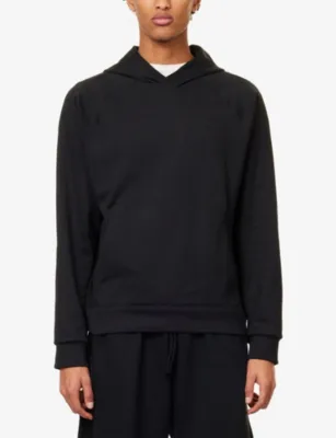 For Him Primary Brand-Embroidery Stretch-Woven Hoodie in BLACK/BLACK, additional product view 3