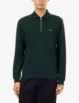 CP COMPANY Half-Zip Long Sleeve Cotton-Stretch Top detail 3