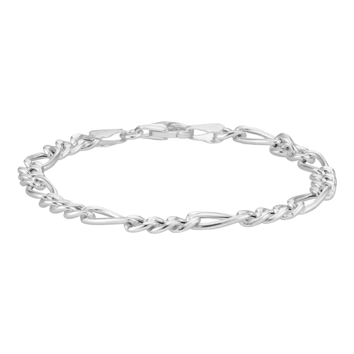 For Him Sterling Silver 5.6mm Figaro Chain Bracelet