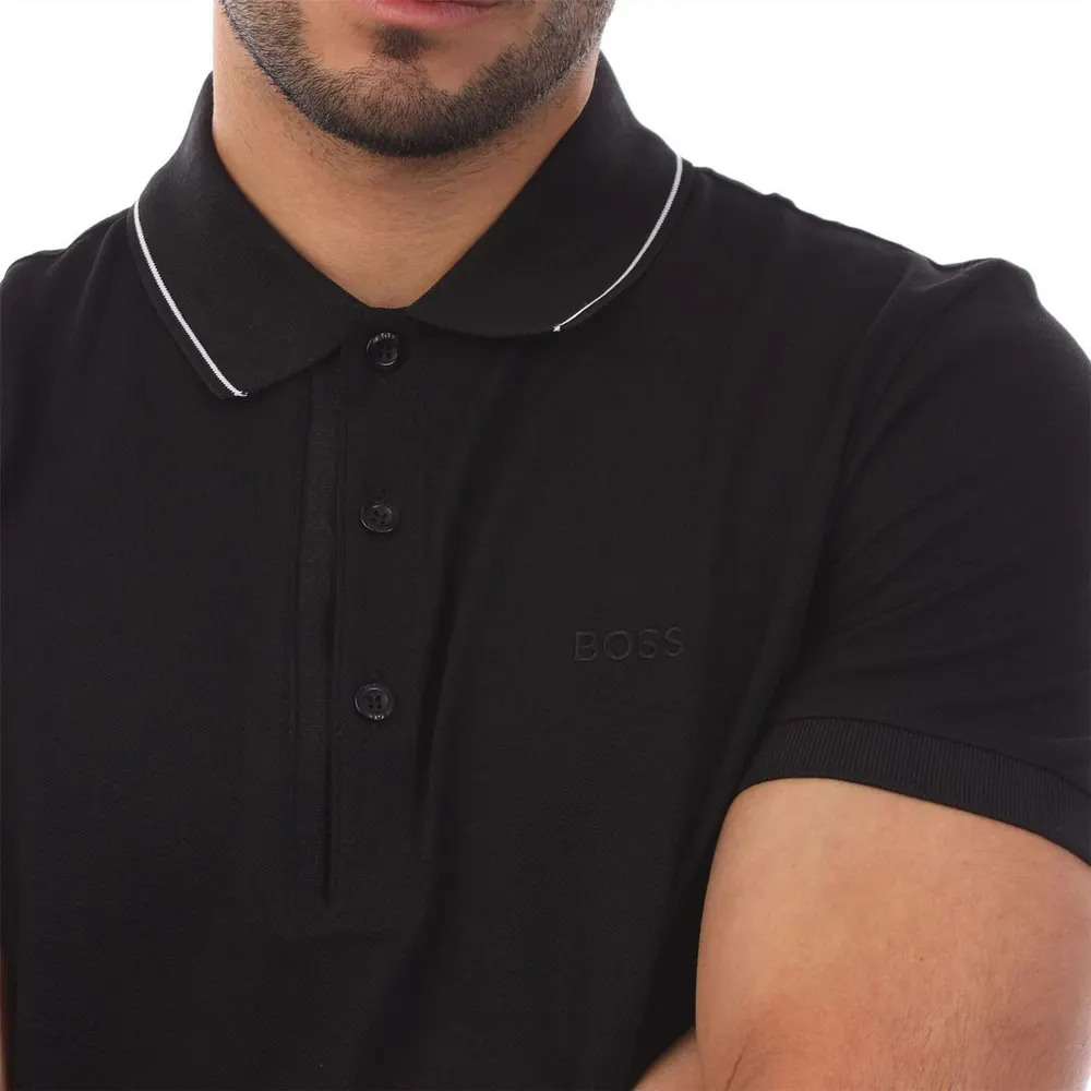Boss Paule 4 Slim Fit Polo Shirt with Tonal Logo detail 3