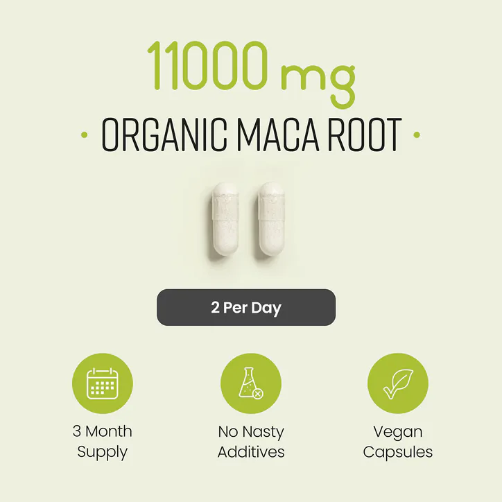 VitaBright Organic Black and Yellow Maca Root - 11,000mg per Serving - 180 Capsules detail 3