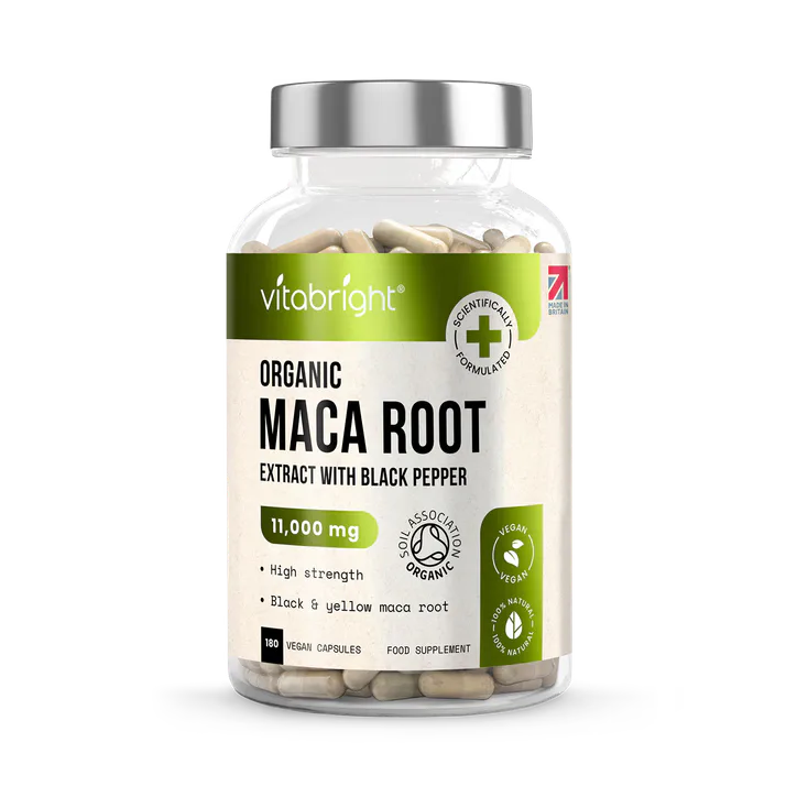 VitaBright Organic Black and Yellow Maca Root - 11,000mg per Serving - 180 Capsules