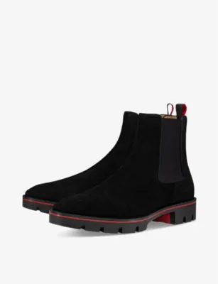 CHRISTIAN LOUBOUTIN Alpinosol contrast-trim suede ankle boots - EUR 46.5 / 12.5 UK MEN in BLACK, additional product view 2