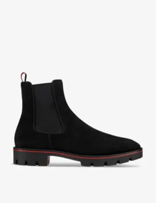 CHRISTIAN LOUBOUTIN Alpinosol contrast-trim suede ankle boots - EUR 46.5 / 12.5 UK MEN in BLACK – Mens | Boots | Chelsea boots