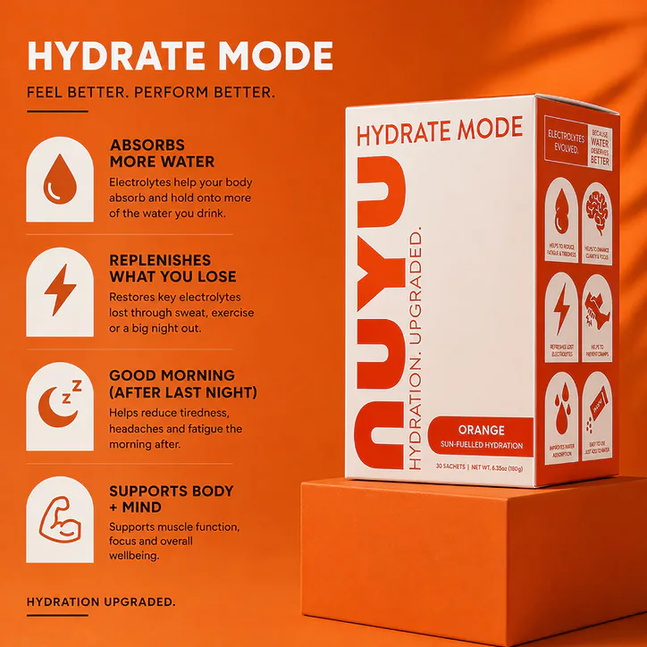 NUYU Hydrate Mode Orange Electrolytes 30 Sachets, additional product view 2