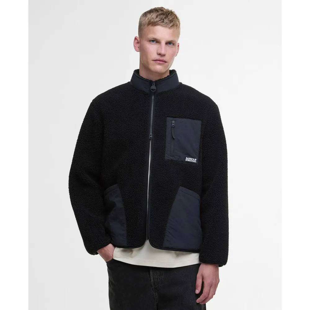 Barbour International Men's Adams Oversized Funnel Neck Long Sleeve Teddy Coat detail 2