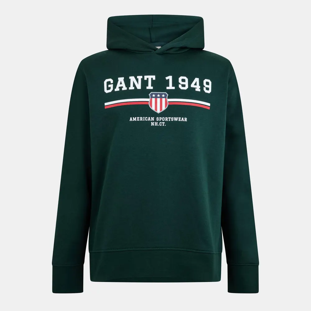 Gant Graphic Hoodie in Tarten Green – Clothing