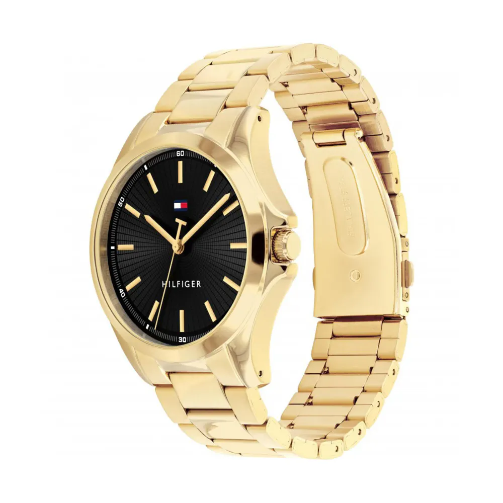 Tommy Hilfiger Bruce Black Dial Gold Plated Bracelet 43mm Mens Watch detail 2