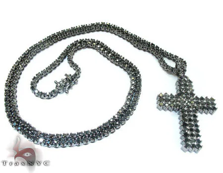 RINA - For Him FACTORY Black Diamond Chain Set 21883 in Rose Gold / 18 Inches – Pendant Set