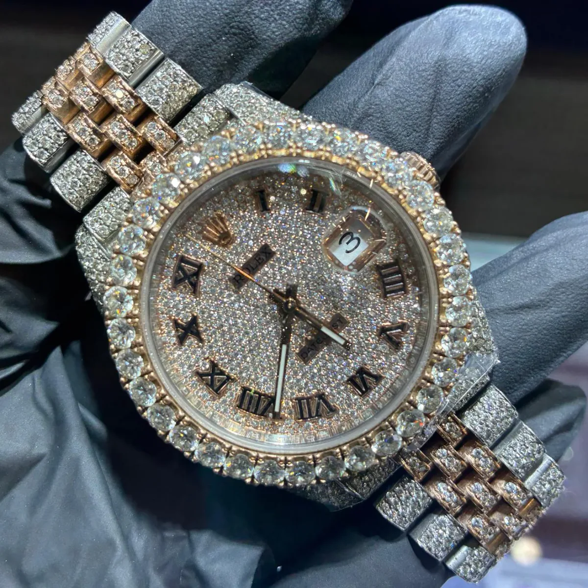 ANKUR - For Him WATCHES Rolex Datejust 41mm | Two Tone Everose Gold | Iced Out Diamond Roman Dial – Watch