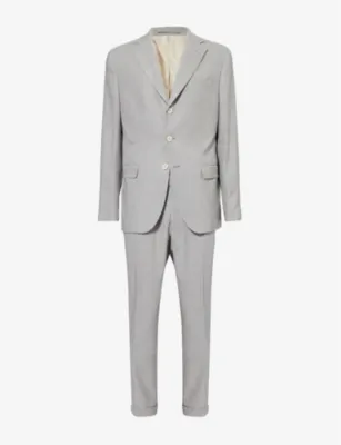 ELEVENTY Herringbone-Print Single-Breasted Tapered-Leg Regular-Fit Stretch-Wool Blend Suit