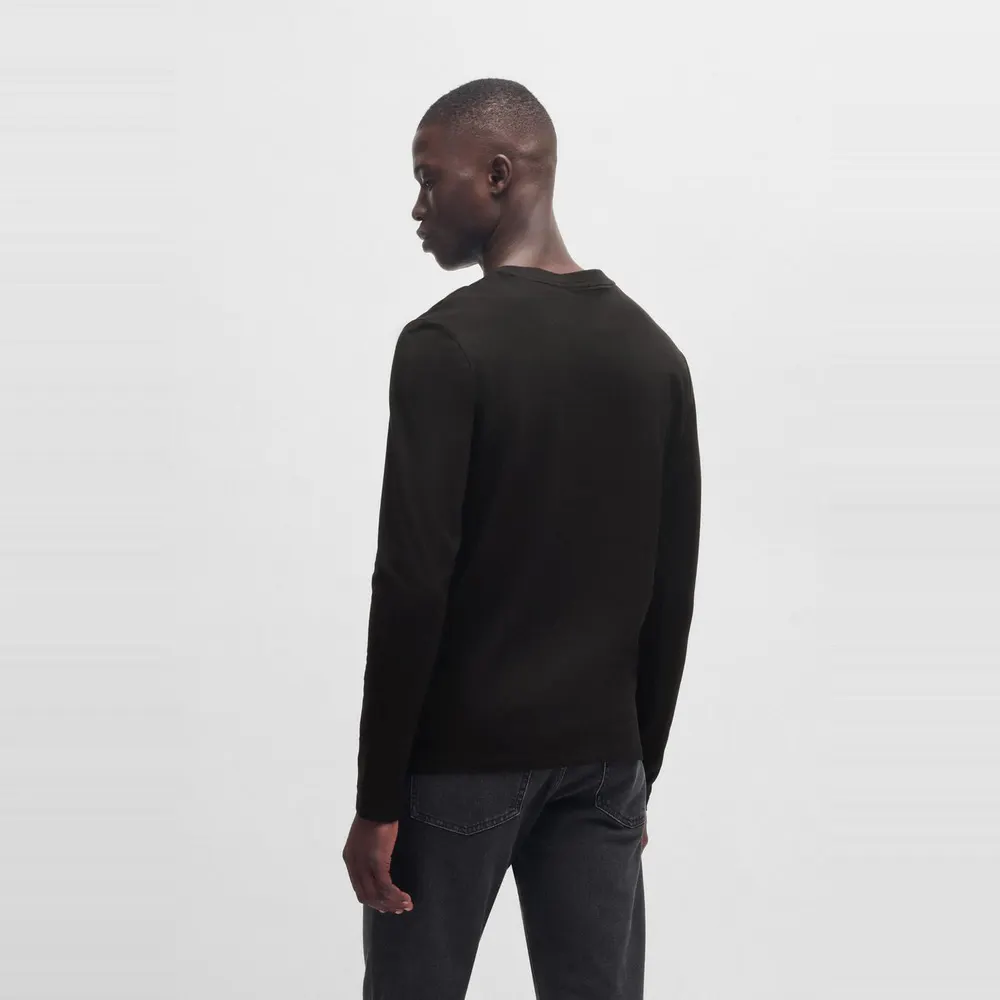 Boss Men's Tchark Orange Cotton Long Sleeve T-Shirt detail 3