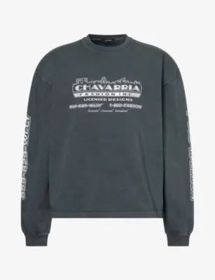 WILLY CHAVARRIA Licensed Designs Oversized Long-Sleeve Graphic Cotton-Jersey T-Shirt