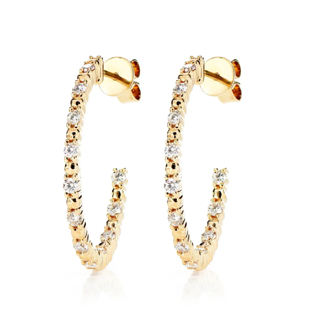For Him Bead & Round Inside-Out Hoop Earrings in Rose Gold / Lab Grown Diamond – Earring