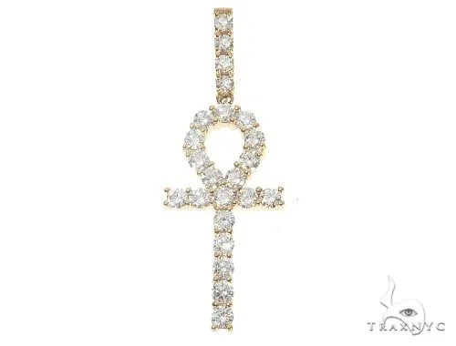 RINA - For Him FACTORY 14K Gold Prong Diamond Ankh Cross 65285 in Rose Gold – Pendant