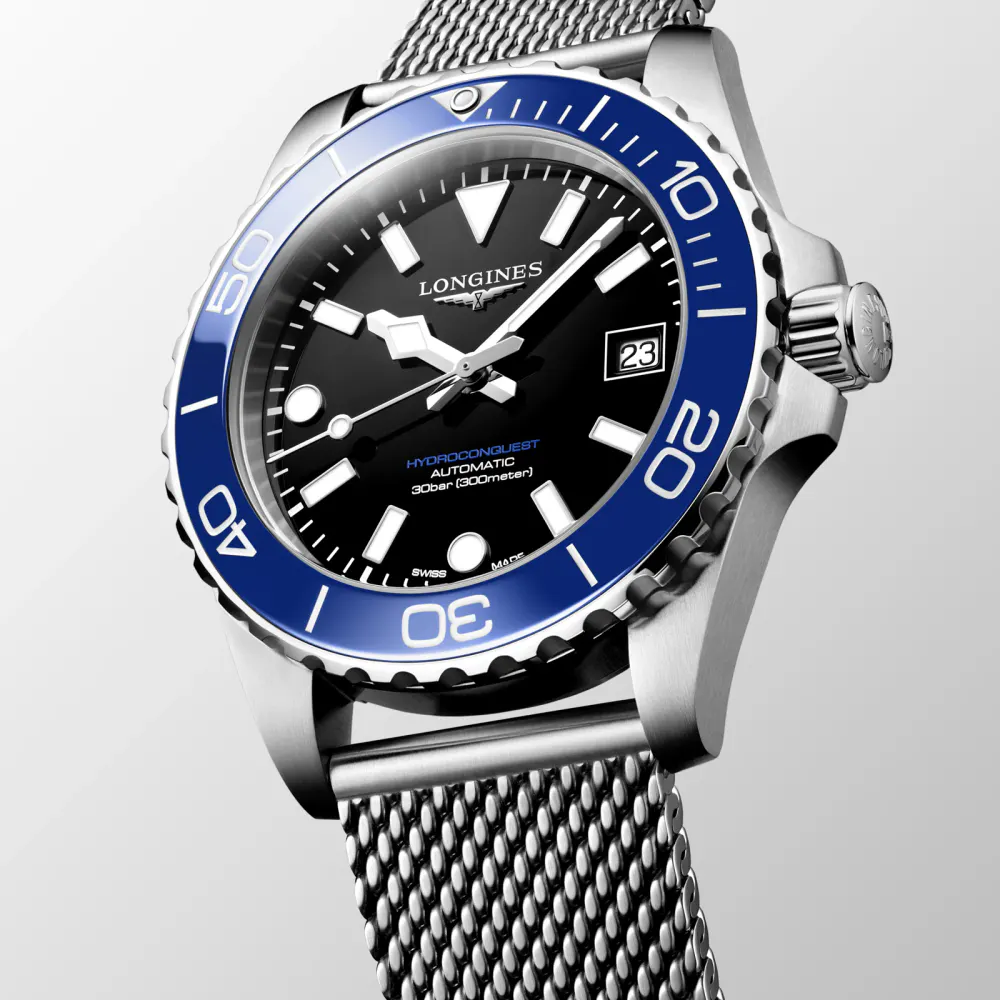 Longines HydroConquest 39mm Mens Watch Black Mesh in Black, additional product view 2