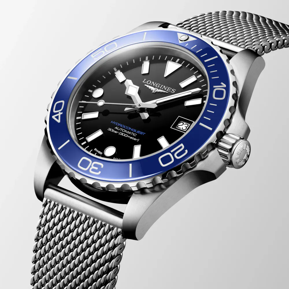 Longines HydroConquest 39mm Mens Watch Black Mesh in Black, additional product view 3