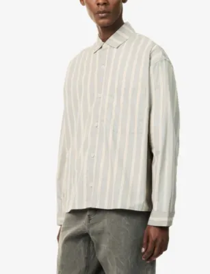 MKI MIYUKI-ZOKU Boxy-Fit Striped Cotton Shirt detail 3