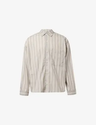 MKI MIYUKI-ZOKU Boxy-Fit Striped Cotton Shirt